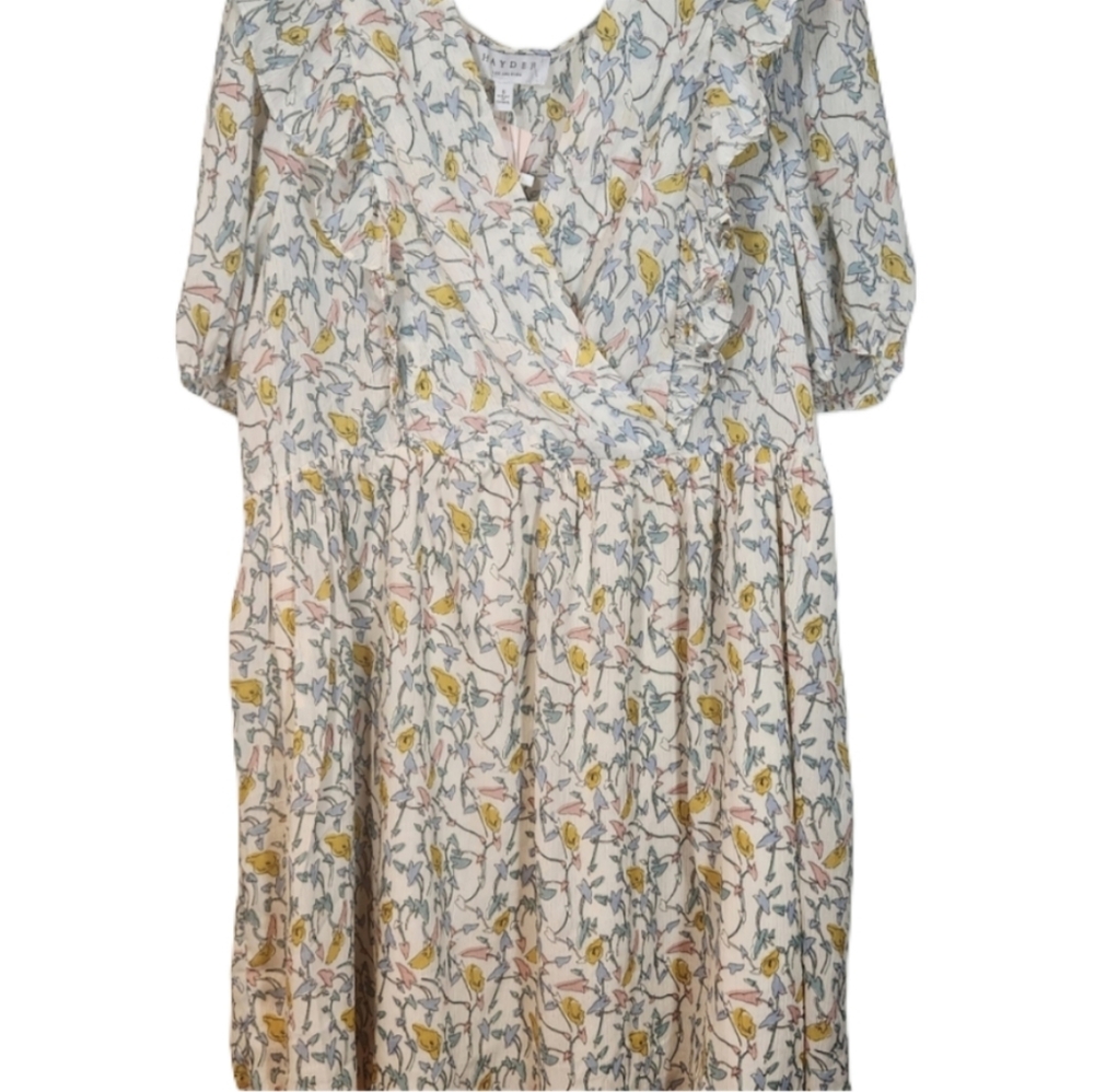 Hayden size small mini ruffle birds oversized spring dress
